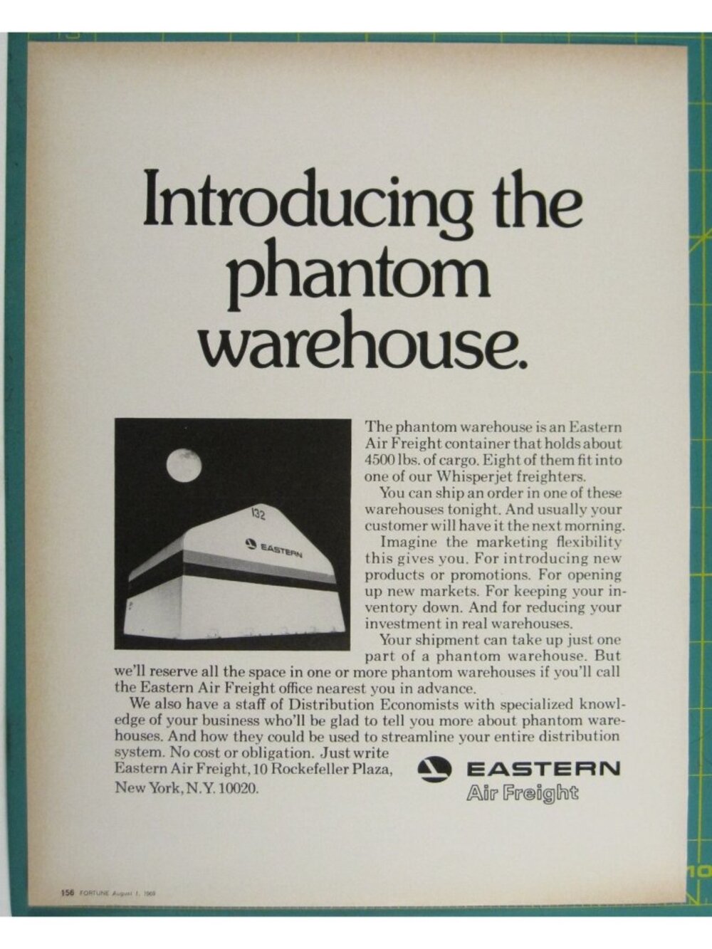 Print Ad Introducing The Phantom Warehouse Eastern Air Freight Logistics 1969